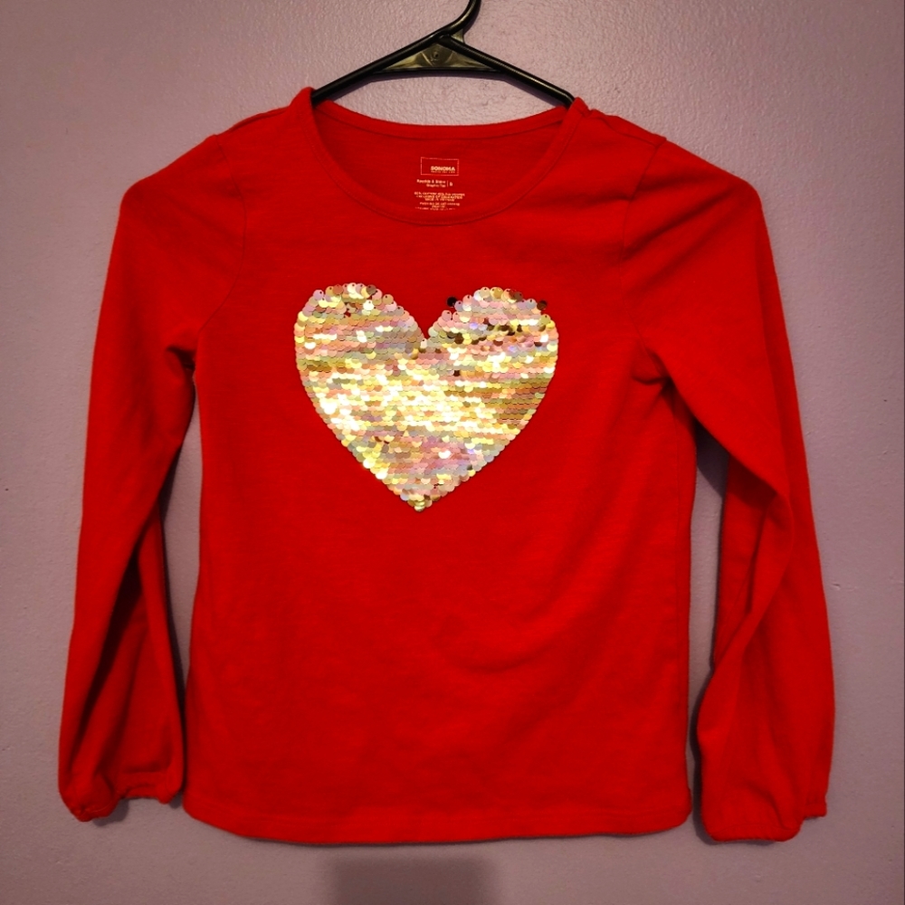 Pink girls sequin heart top